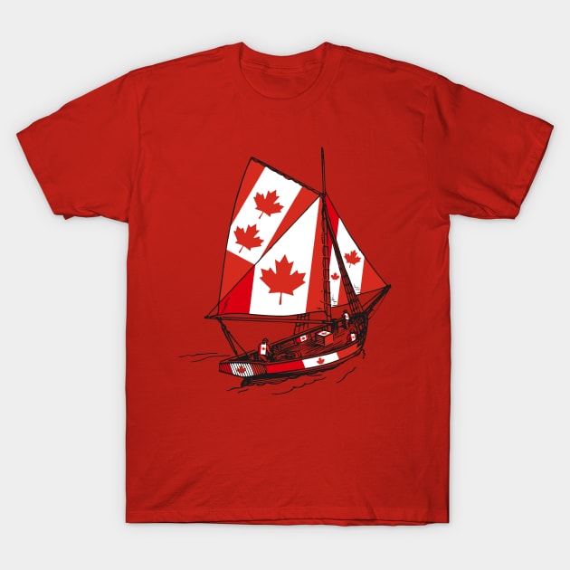 Canada Sailor Ship Sailing with Canada Team T-Shirt by Mochabonk